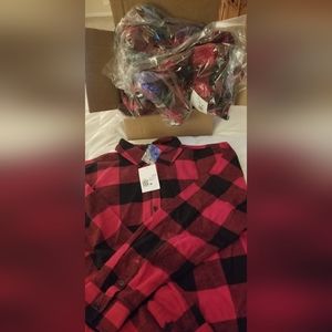 Red and black buffalo plaid flannel shirts